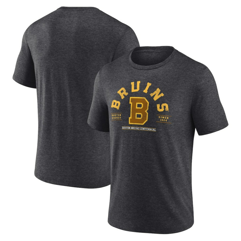 Boston Bruins Fanatics Centennial The Early Years Tri-Blend T-Shirt - Heather Charcoal - NHL