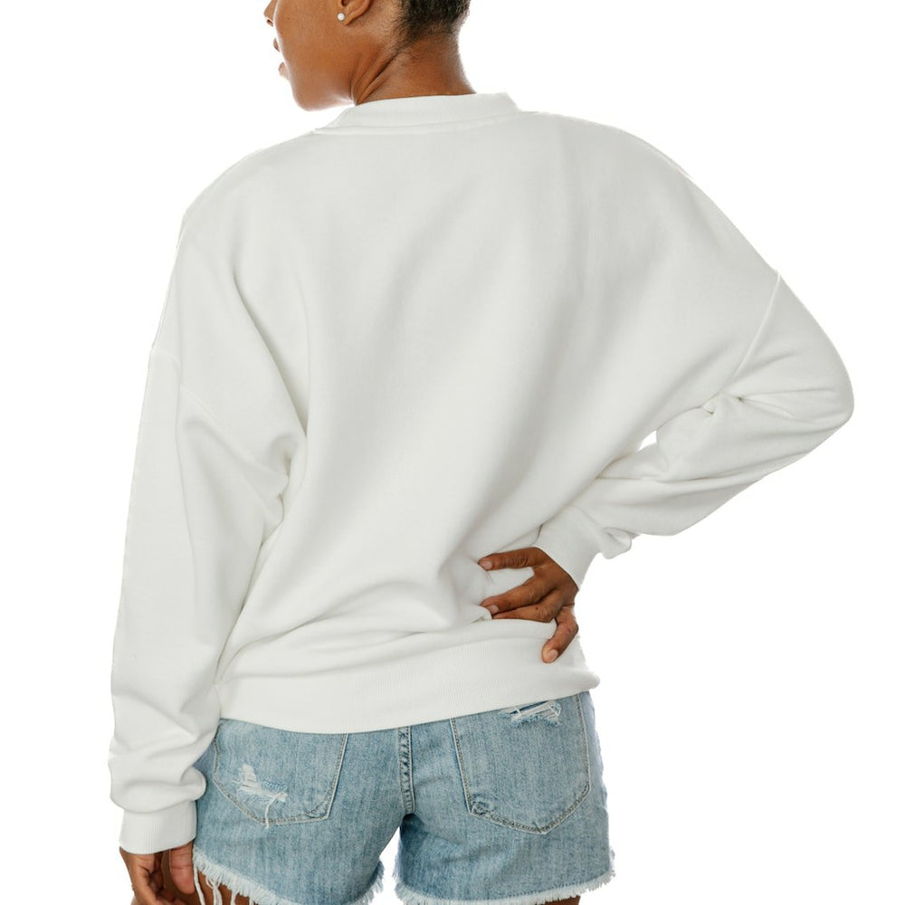 San Francisco 49ers Gameday Couture Women's Oversized Take A Holiday Pullover Sweatshirt White | NFL