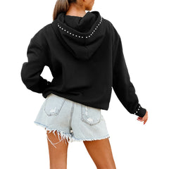 Green Bay Packers Gameday Couture Women's Oversized Catch the Vibe Studded Pullover Hoodie Black | NFL
