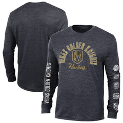 Vegas Golden Knights Champion Multi-Logo Tri-Blend Long Sleeve T-Shirt - Black - NHL