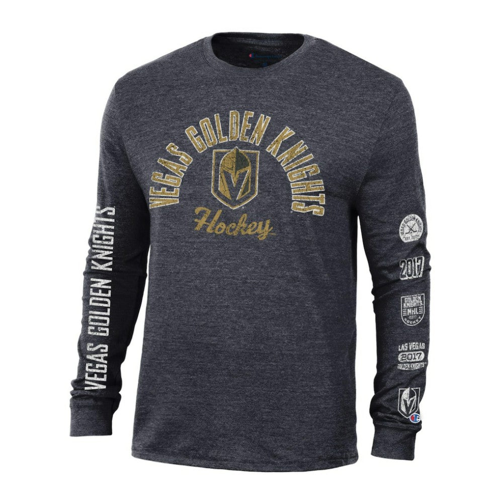 Vegas Golden Knights Champion Multi-Logo Tri-Blend Long Sleeve T-Shirt - Black - NHL