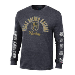 Vegas Golden Knights Champion Multi-Logo Tri-Blend Long Sleeve T-Shirt - Black - NHL