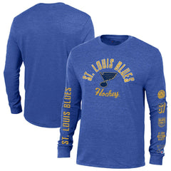 St. Louis Blues Champion Multi-Logo Tri-Blend Long Sleeve T-Shirt - Heather Blue - NHL