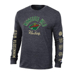 Minnesota Wild Champion Multi-Logo Tri-Blend Long Sleeve T-Shirt - Heather Black - NHL