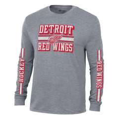 Detroit Red Wings Champion Tri-Blend Dual-Stripe Long Sleeve T-Shirt - Heather Gray - NHL