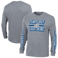 Tampa Bay Lightning Champion Tri-Blend Dual-Stripe Long Sleeve T-Shirt - Heather Gray - NHL