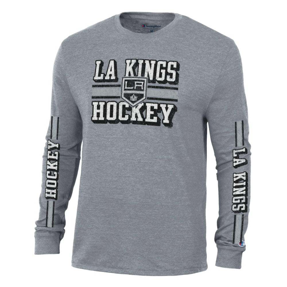 Los Angeles Kings Champion Tri-Blend Dual-Stripe Long Sleeve T-Shirt - Heather Gray - NHL