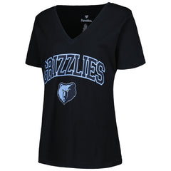 Memphis Grizzlies Profile Women's Plus Size Arch Over Logo V-Neck T-Shirt Black - NBA