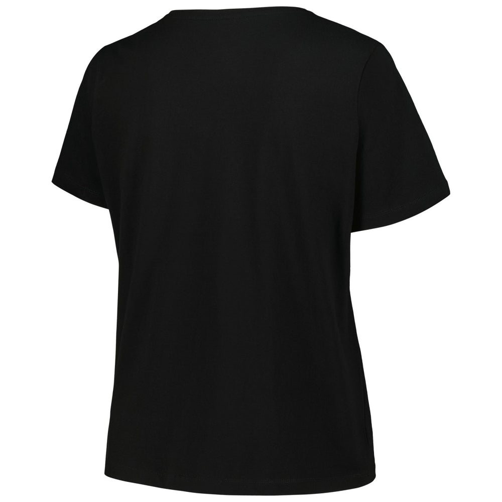 Milwaukee Bucks Profile Women's Plus Size Arch Over Logo V-Neck T-Shirt Black - NBA