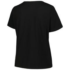 Milwaukee Bucks Profile Women's Plus Size Arch Over Logo V-Neck T-Shirt Black - NBA