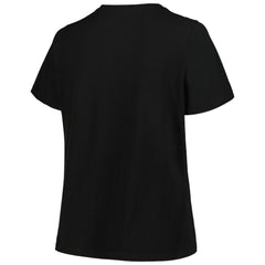 Chicago Bulls Profile Women's Plus Size Arch Over Logo V-Neck T-Shirt Black - NBA