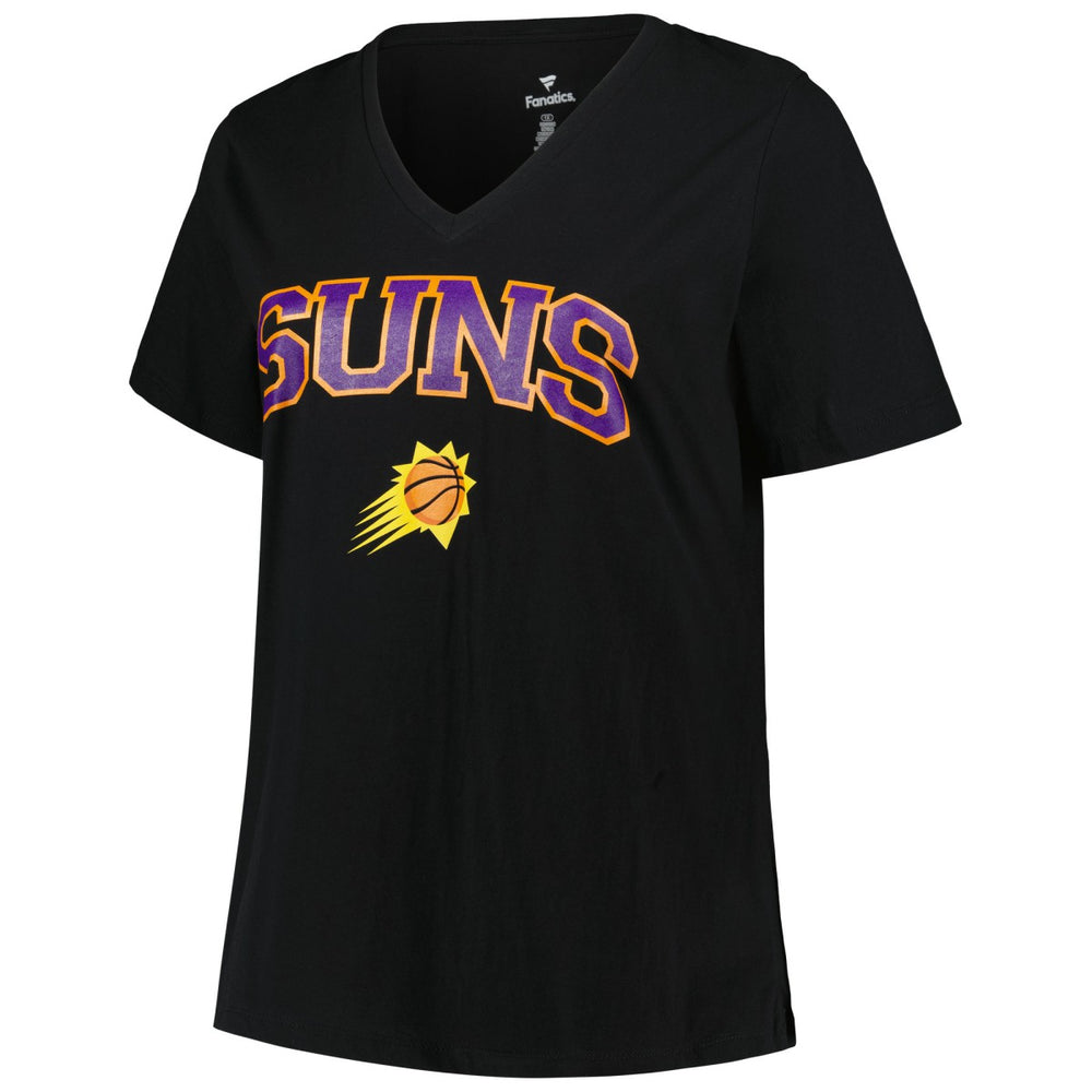 Phoenix Suns Profile Women's Plus Size Arch Over Logo V-Neck T-Shirt Black - NBA