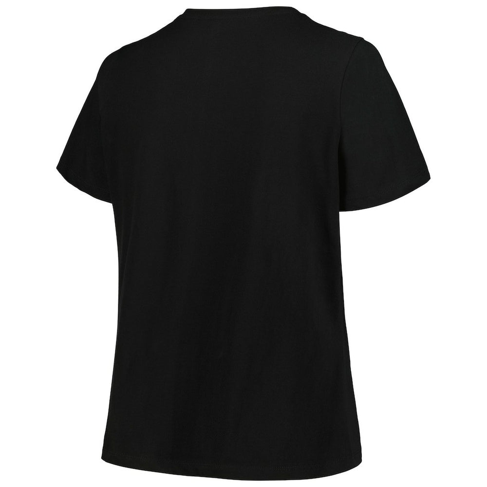 Brooklyn Nets Profile Women's Plus Size Arch Over Logo V-Neck T-Shirt Black - NBA