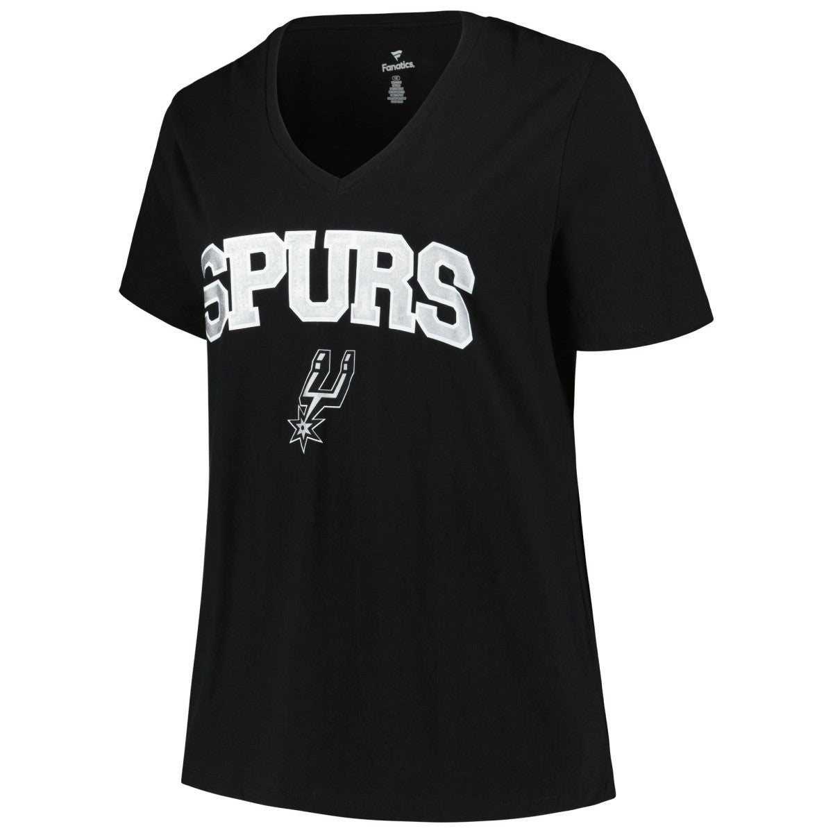 San Antonio Spurs Profile Women's Plus Size Arch Over Logo V-Neck T-Shirt Black - NBA