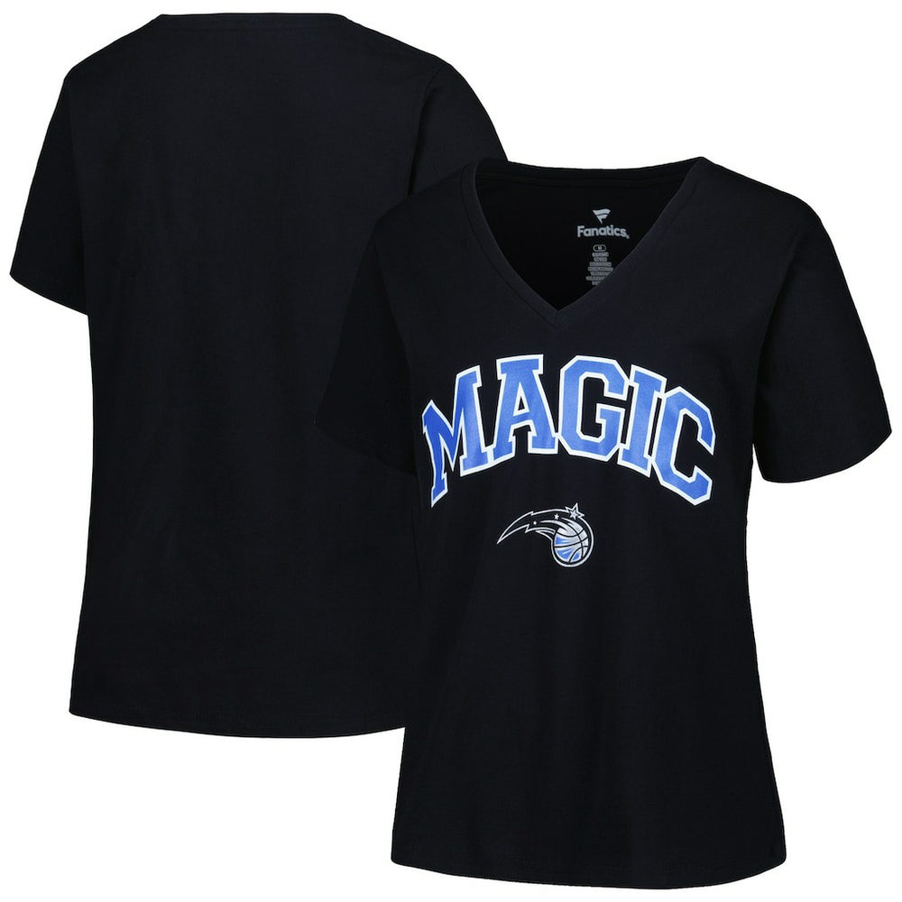 Orlando Magic Profile Women's Plus Size Arch Over Logo V-Neck T-Shirt Black - NBA