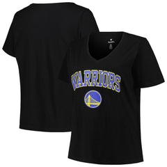 Golden State Warriors Profile Women's Plus Size Arch Over Logo V-Neck T-Shirt Black - NBA