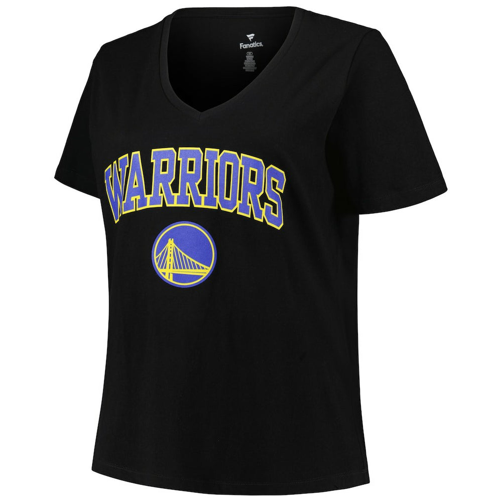 Golden State Warriors Profile Women's Plus Size Arch Over Logo V-Neck T-Shirt Black - NBA
