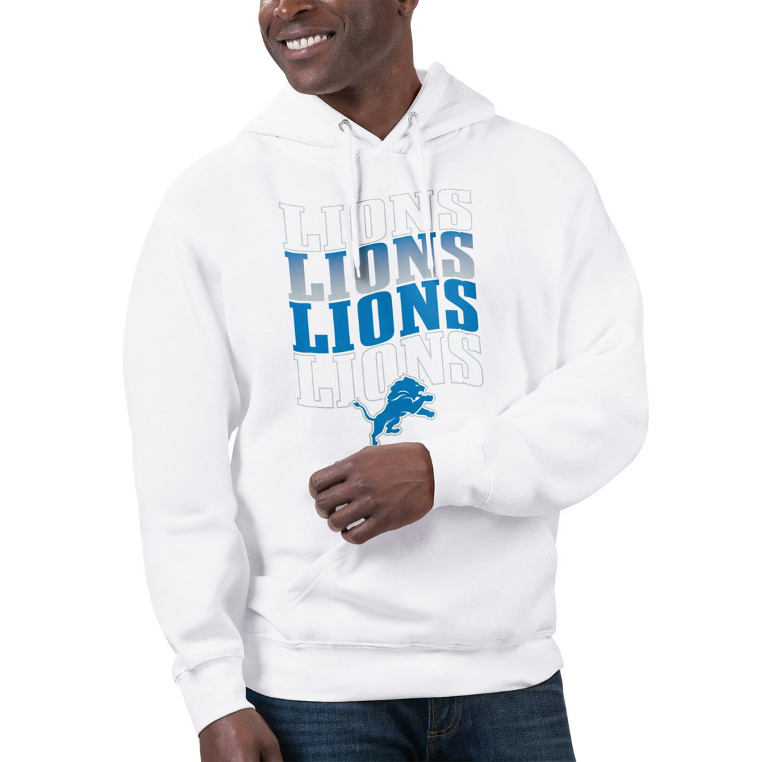 Detroit Lions Starter Unisex Name Drop Logo Pullover Hoodie White | NFL