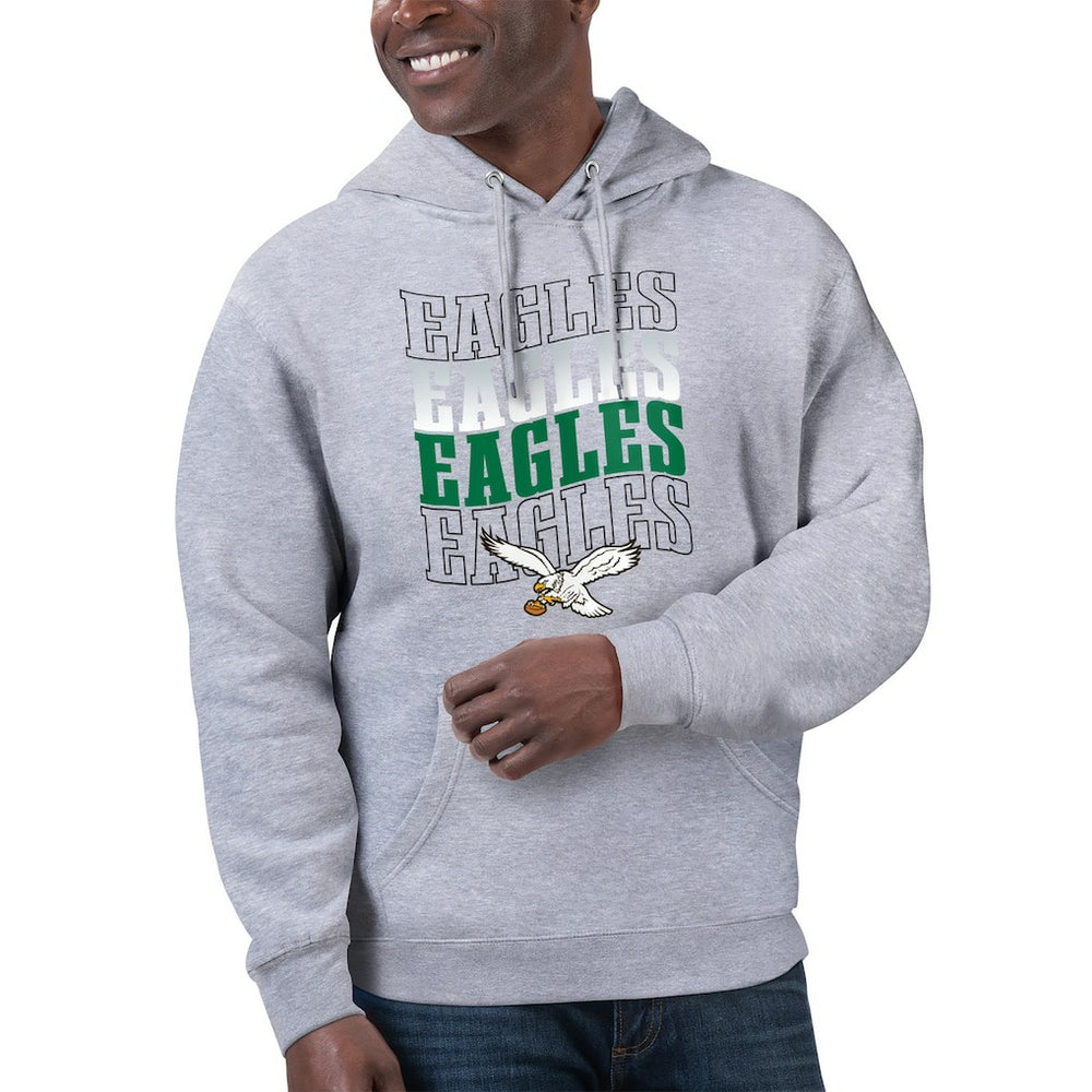Philadelphia Eagles Starter Unisex Throwback Name Drop Pullover Hoodie Heather Gray | NFL