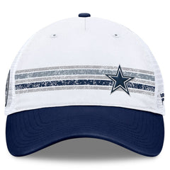 Dallas Cowboys Fundamentals Flawless Stripe Trucker Adjustable Hat White/Navy | Fanatics