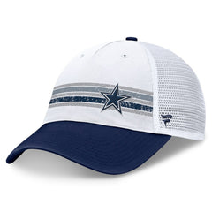 Dallas Cowboys Fundamentals Flawless Stripe Trucker Adjustable Hat White/Navy | Fanatics