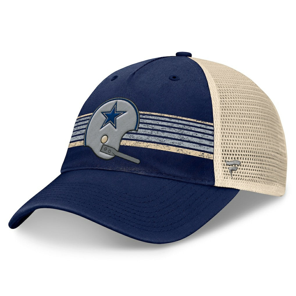 Dallas Cowboys Retro Fundamentals Stripes Trucker Adjustable Hat Navy/Natural | Fanatics