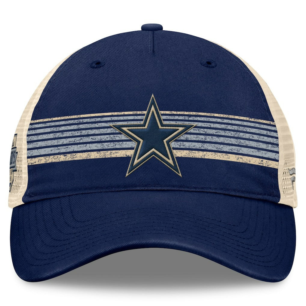 Dallas Cowboys Fundamentals Stripes Trucker Adjustable Hat Navy/Natural | Fanatics