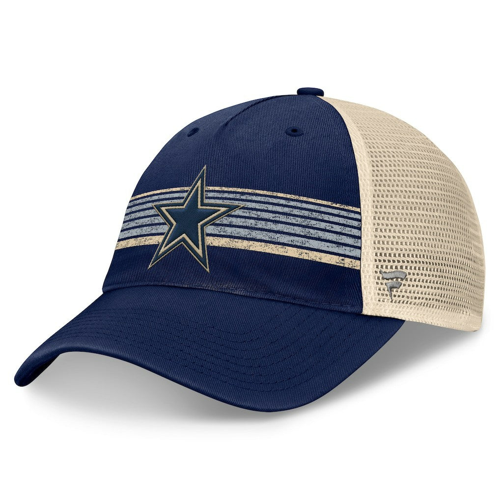 Dallas Cowboys Fundamentals Stripes Trucker Adjustable Hat Navy/Natural | Fanatics