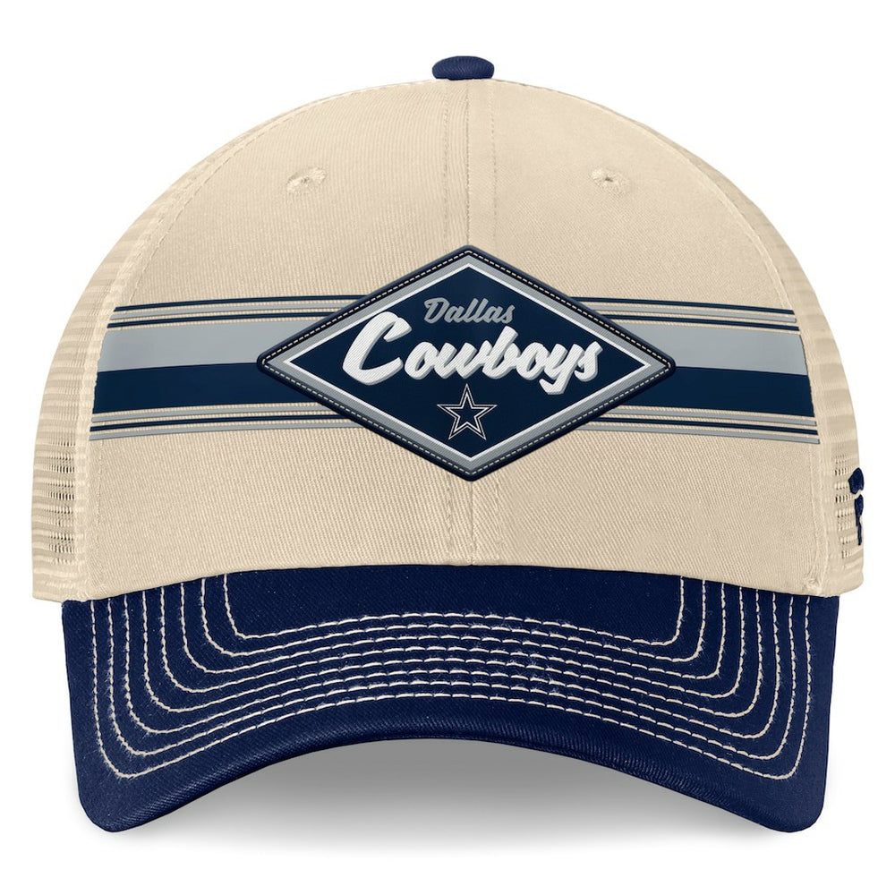 Dallas Cowboys Fundamentals Diamond Stripes Trucker Adjustable Hat Stone/Navy | Fanatics