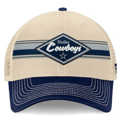 Dallas Cowboys Fundamentals Diamond Stripes Trucker Adjustable Hat Stone/Navy | Fanatics