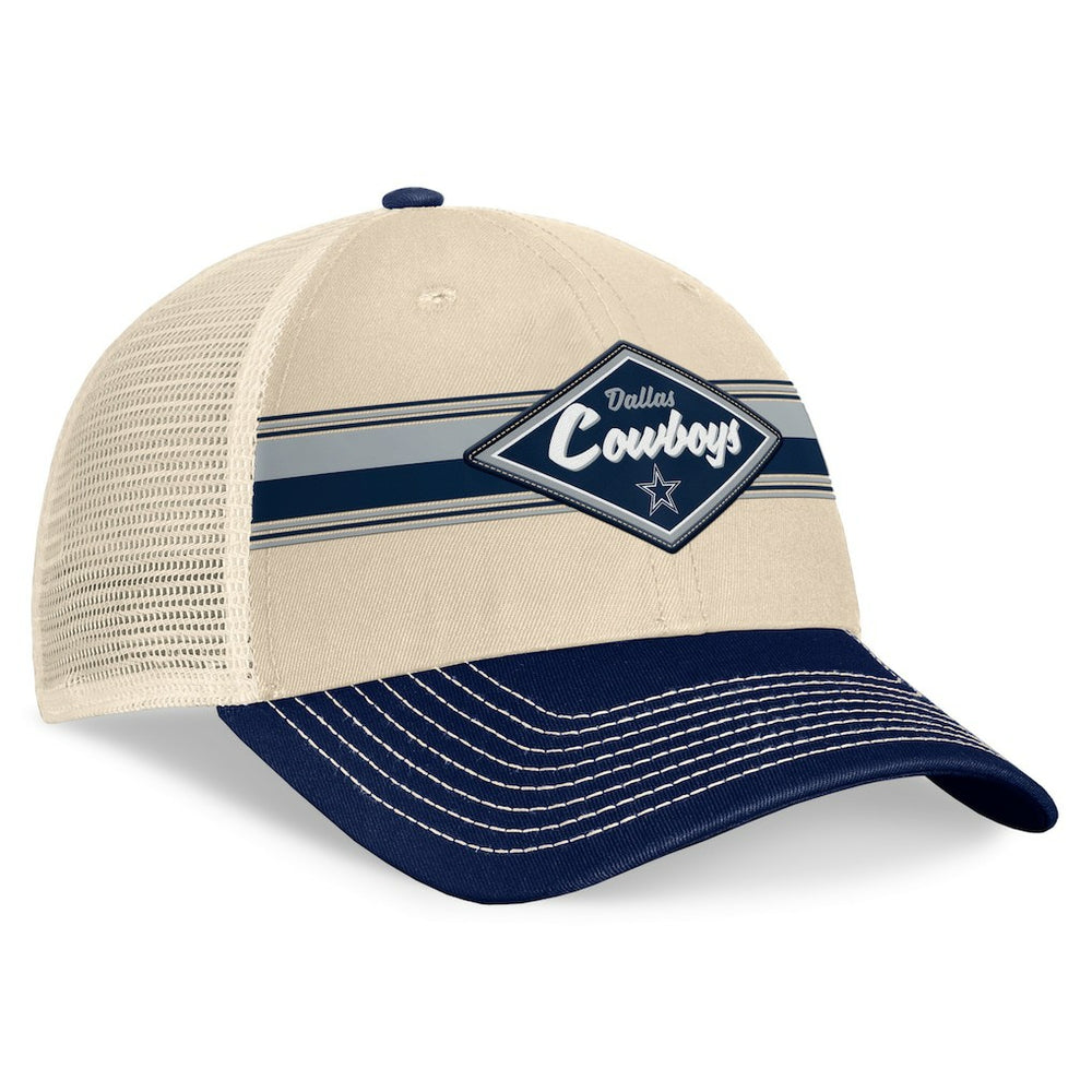 Dallas Cowboys Fundamentals Diamond Stripes Trucker Adjustable Hat Stone/Navy | Fanatics
