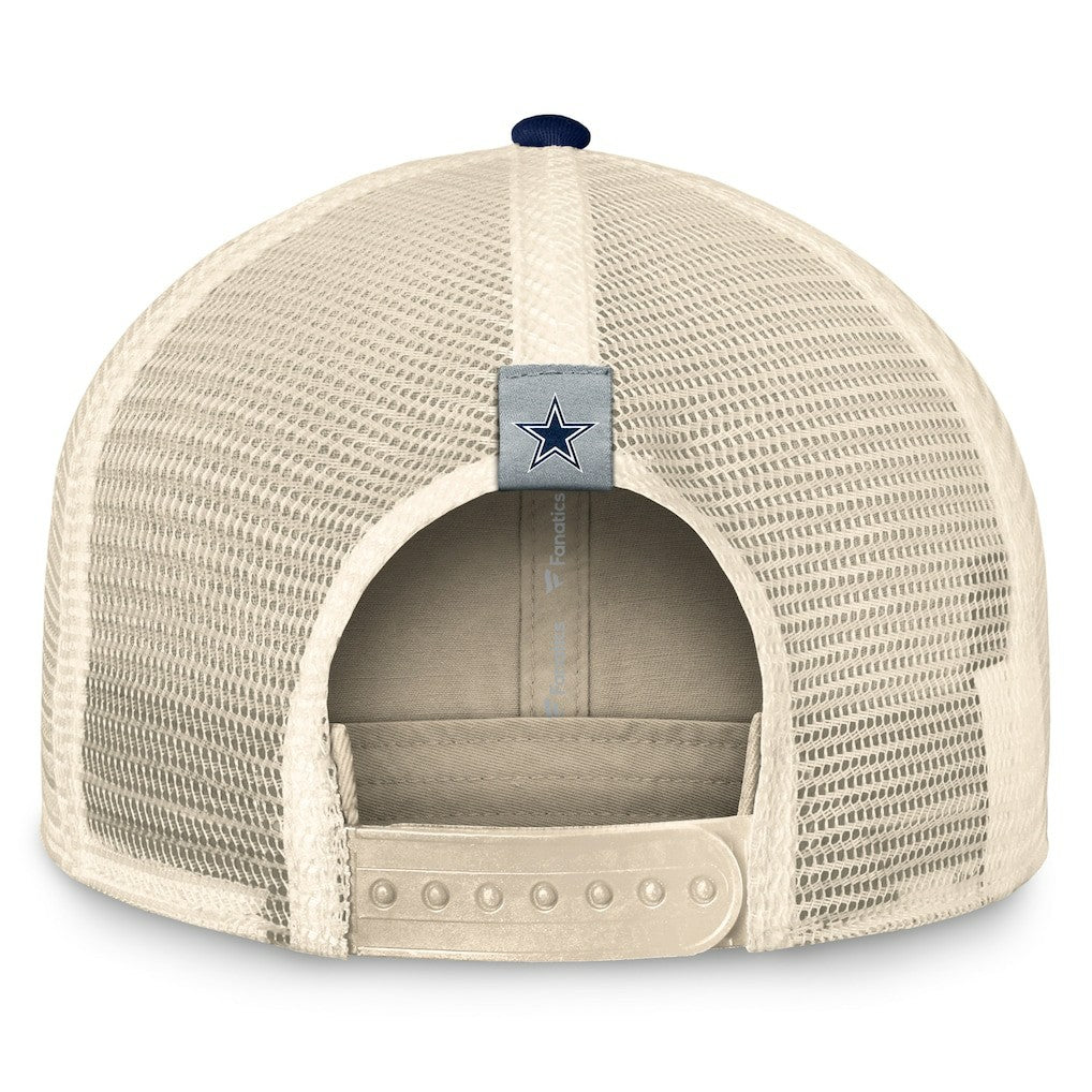 Dallas Cowboys Fundamentals Diamond Stripes Trucker Adjustable Hat Stone/Navy | Fanatics