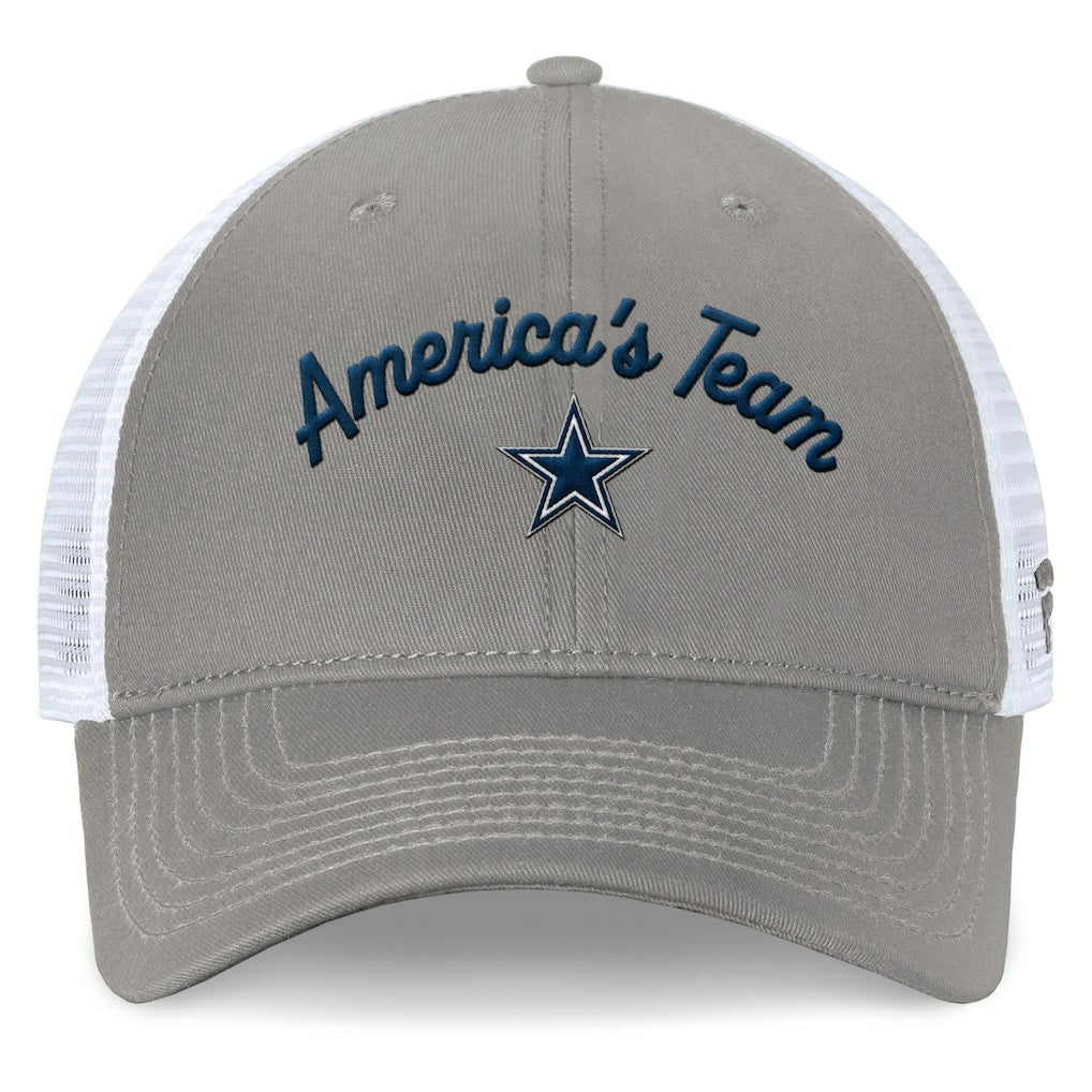 Dallas Cowboys Women's Fundamentals Slogan Trucker Adjustable Hat Gray/White | Fanatics