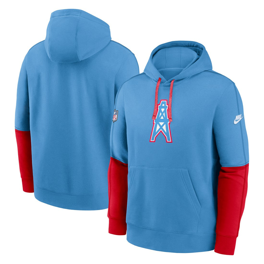 Tennessee Titans Oilers Throwback Alternate Logo Club Tri-Blend Pullover Hoodie Light Blue | Nike for Sale