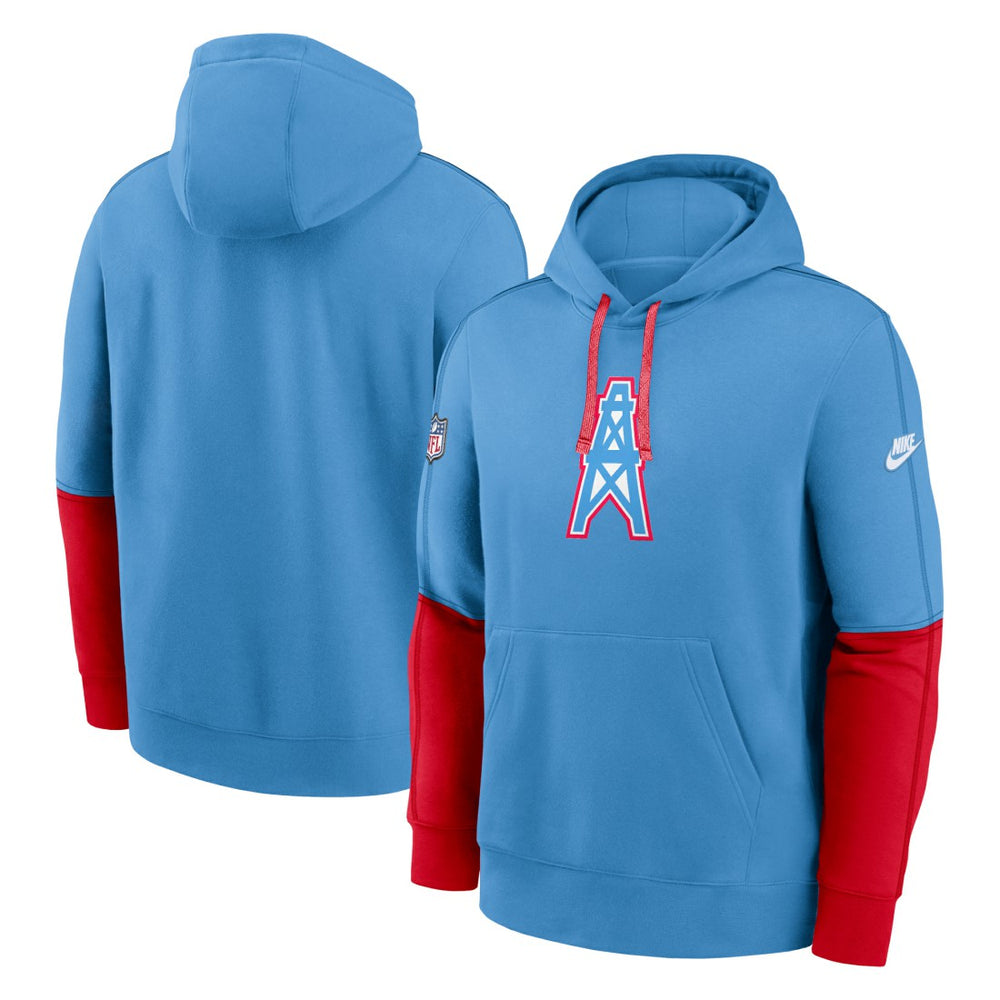 Tennessee Titans Oilers Throwback Alternate Logo Club Tri-Blend Pullover Hoodie Light Blue | Nike for Sale