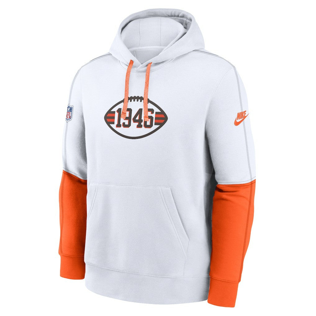 Cleveland Browns Throwback Logo Club Tri-Blend Pullover Hoodie White | Nike for Sale