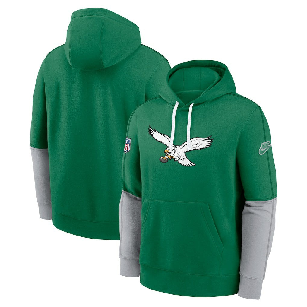 Philadelphia Eagles Throwback Logo Club Tri-Blend Pullover Hoodie Kelly Green | Nike for Sale