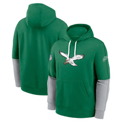 Philadelphia Eagles Throwback Logo Club Tri-Blend Pullover Hoodie Kelly Green | Nike for Sale