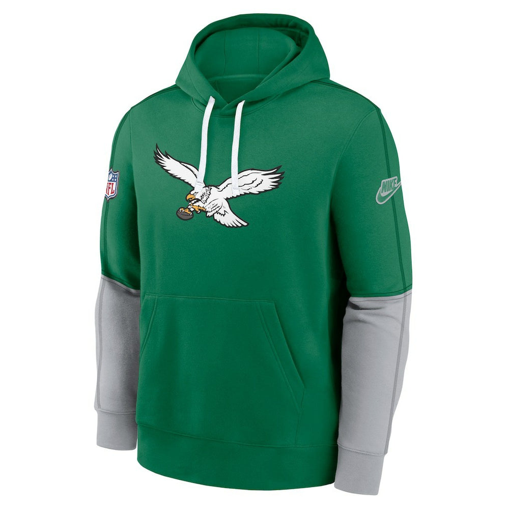 Philadelphia Eagles Throwback Logo Club Tri-Blend Pullover Hoodie Kelly Green | Nike for Sale