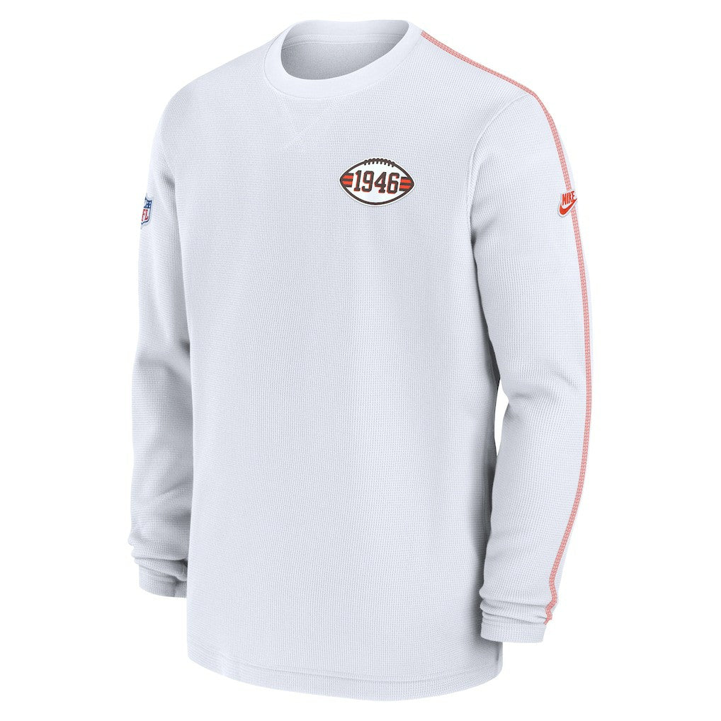 Cleveland Browns Alternate Logo Coach Long Sleeve Top White | Nike for Sale