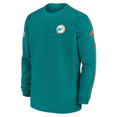 Miami Dolphins Alternate Logo Coach Long Sleeve Top Aqua | Nike for Sale