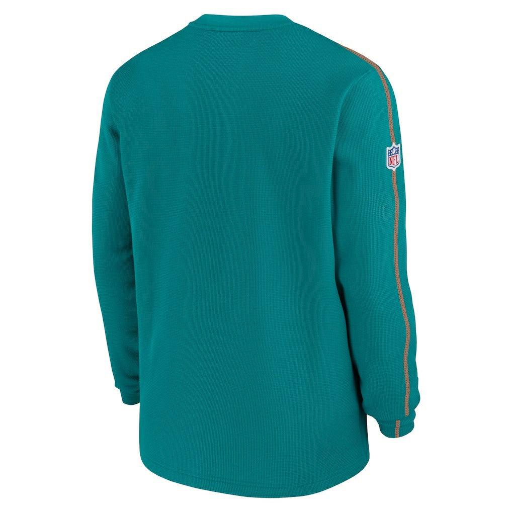 Miami Dolphins Alternate Logo Coach Long Sleeve Top Aqua | Nike for Sale