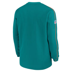 Miami Dolphins Alternate Logo Coach Long Sleeve Top Aqua | Nike for Sale