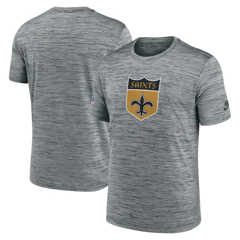 New Orleans Saints Sideline Velocity Throwback Logo Dri-FIT T-Shirt Gray | Nike for Sale