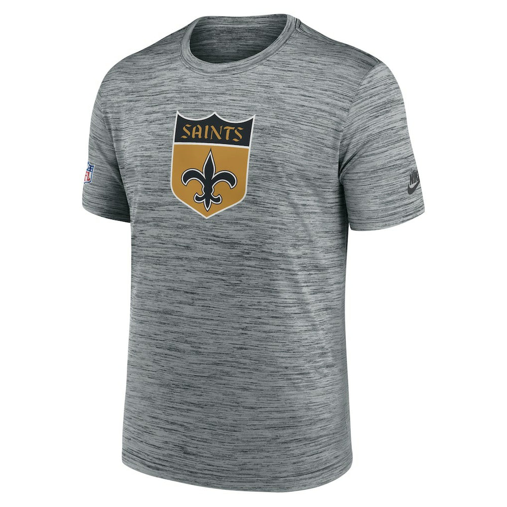 New Orleans Saints Sideline Velocity Throwback Logo Dri-FIT T-Shirt Gray | Nike for Sale