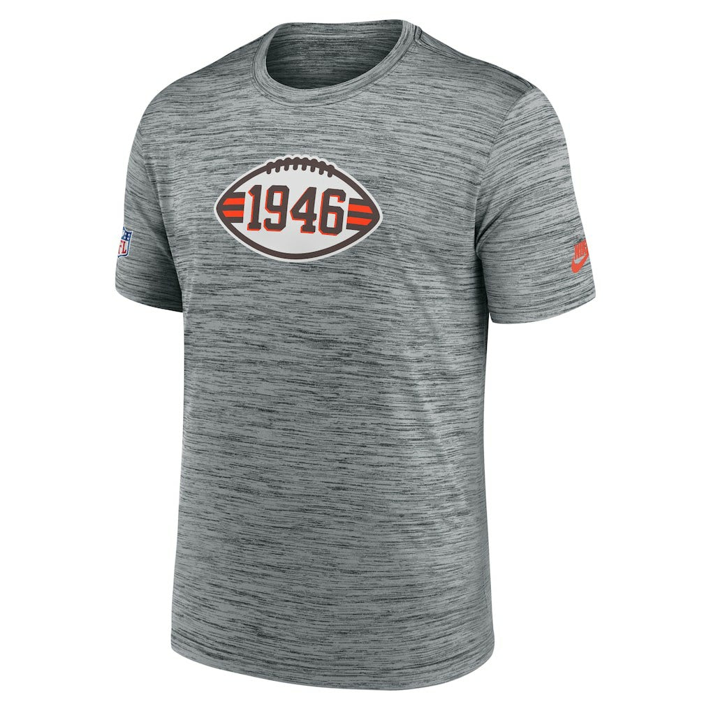 Cleveland Browns Sideline Velocity Throwback Logo Dri-FIT T-Shirt Gray | Nike for Sale