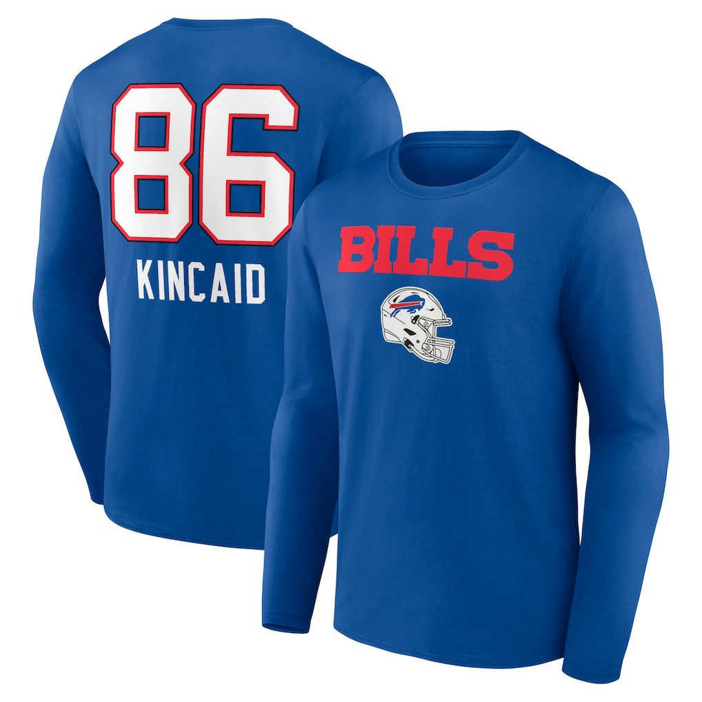 Dalton Kincaid Buffalo Bills Team Wordmark Player Name & Number Long Sleeve T-Shirt Royal | NFL