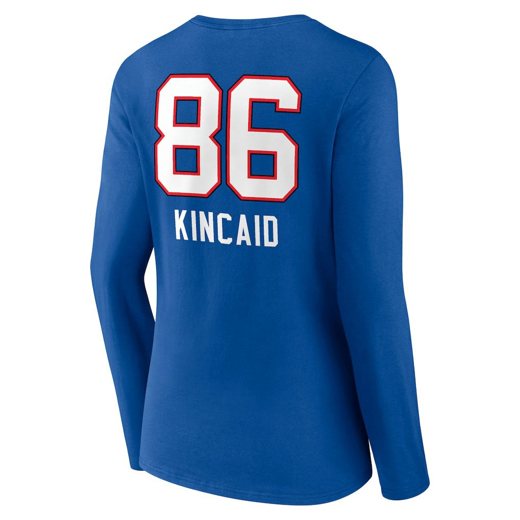 Dalton Kincaid Buffalo Bills Women's Team Wordmark Player Name & Number Long Sleeve V-Neck T-Shirt Royal | NFL