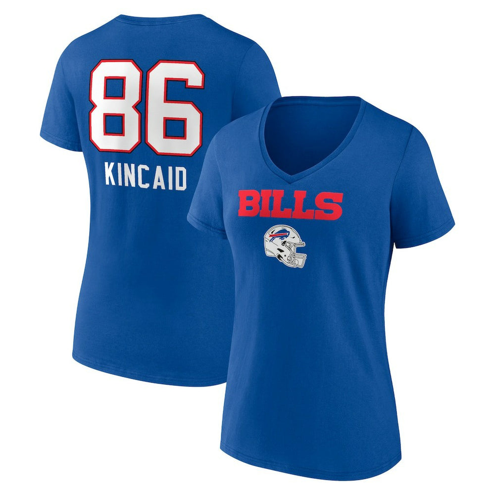 Dalton Kincaid Buffalo Bills Women's Team Wordmark Player Name & Number V-Neck T-Shirt Royal | NFL