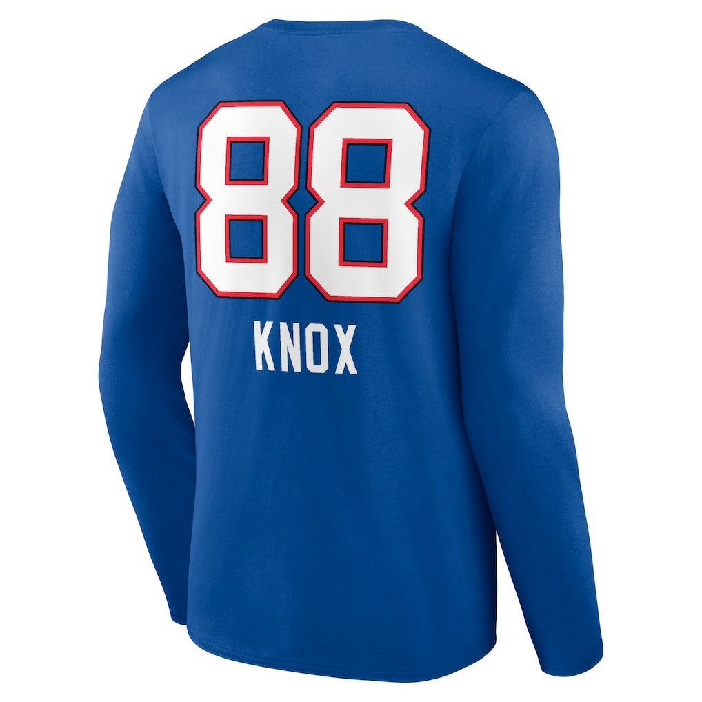 Dawson Knox Buffalo Bills Team Wordmark Player Name & Number Long Sleeve T-Shirt Royal | NFL